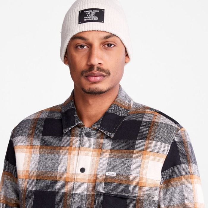 Mænd Isoleret Skjortejakke Med Bøffeltryk Hvid Sand Yd Timberland