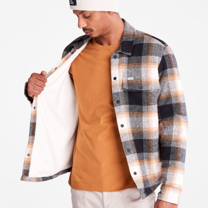 Mænd Isoleret Skjortejakke Med Bøffeltryk Hvid Sand Yd Timberland