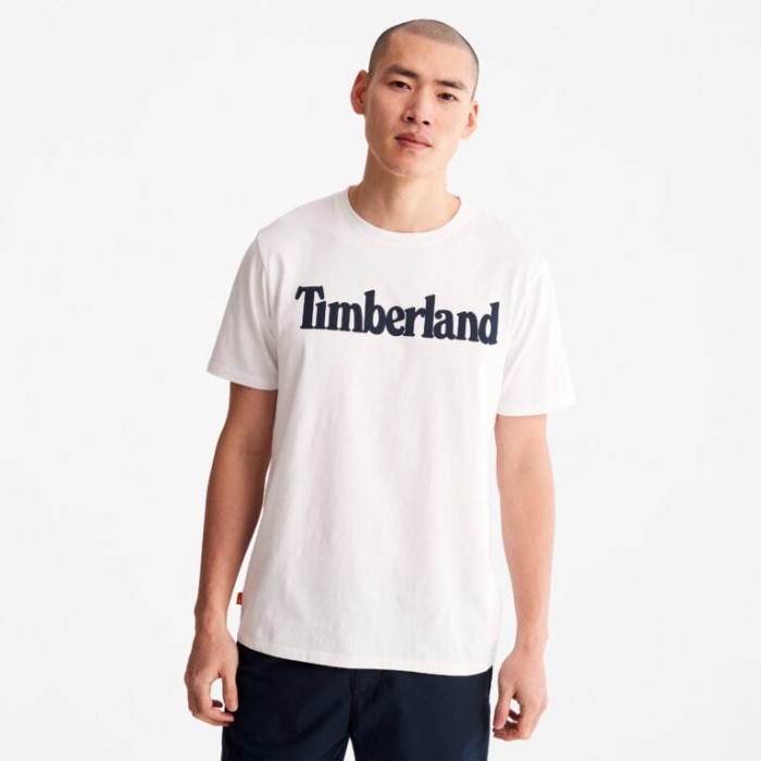 Mænd Lineær-logo T-shirt Hvid Timberland