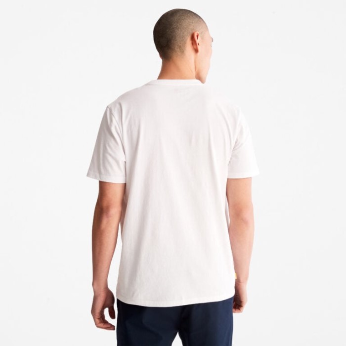 Mænd Lineær-logo T-shirt Hvid Timberland