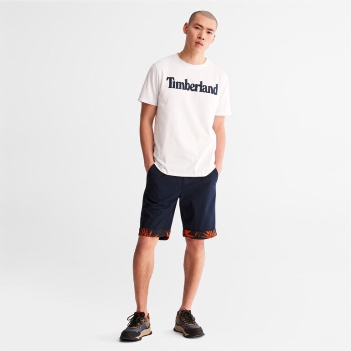 Mænd Lineær-logo T-shirt Hvid Timberland