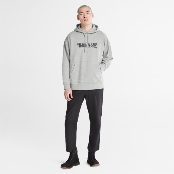 Herre Logo Hættetrøje Mellemgrå Heather Timberland