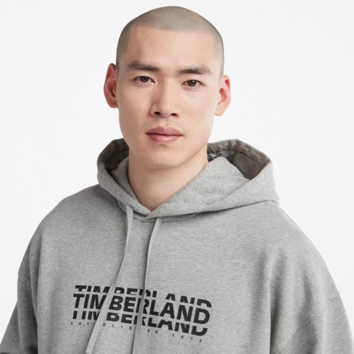 Herre Logo Hættetrøje Mellemgrå Heather Timberland