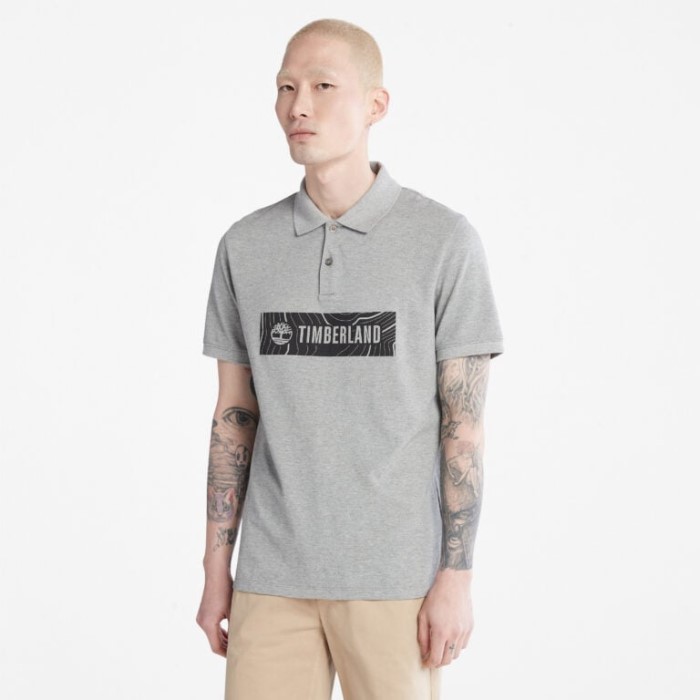 Herre Logo Poloshirt Mellemgrå Heather Timberland