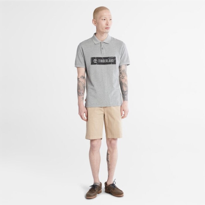 Herre Logo Poloshirt Mellemgrå Heather Timberland