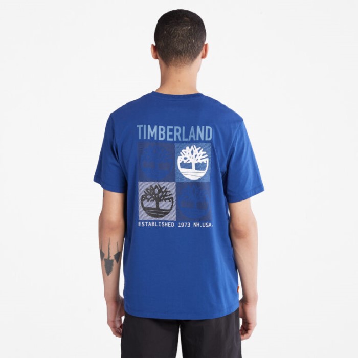 Mænd Multi-logo Back-graphic T-shirt Bellwether Blue Timberland