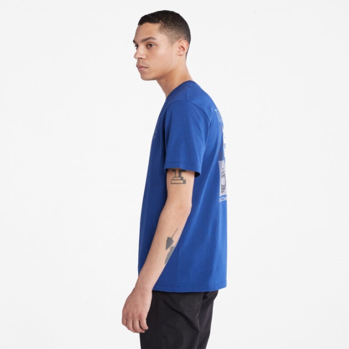Mænd Multi-logo Back-graphic T-shirt Bellwether Blue Timberland