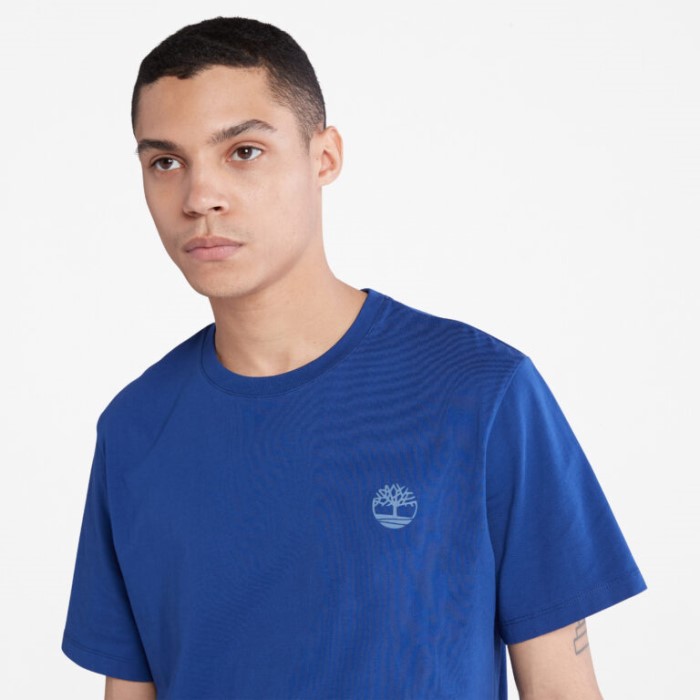 Mænd Multi-logo Back-graphic T-shirt Bellwether Blue Timberland