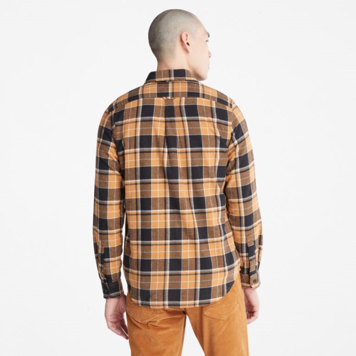 Mænd Nashua River Tung Twill Flannel Skjorte Wheat Yd Timberland