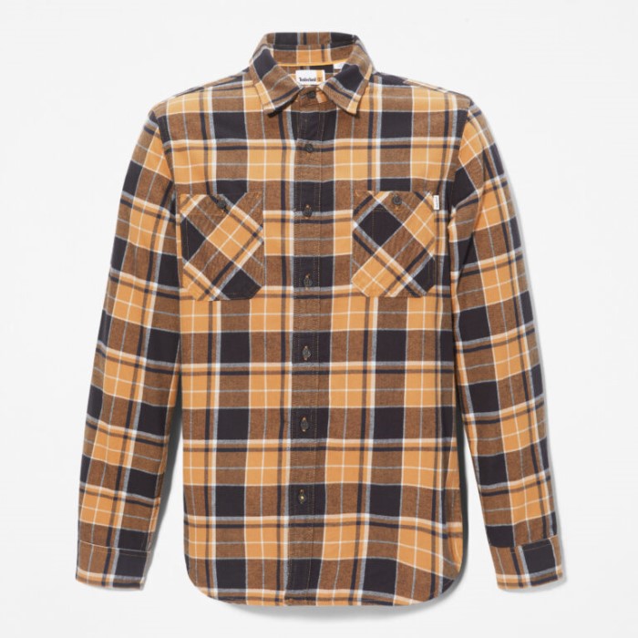 Mænd Nashua River Tung Twill Flannel Skjorte Wheat Yd Timberland