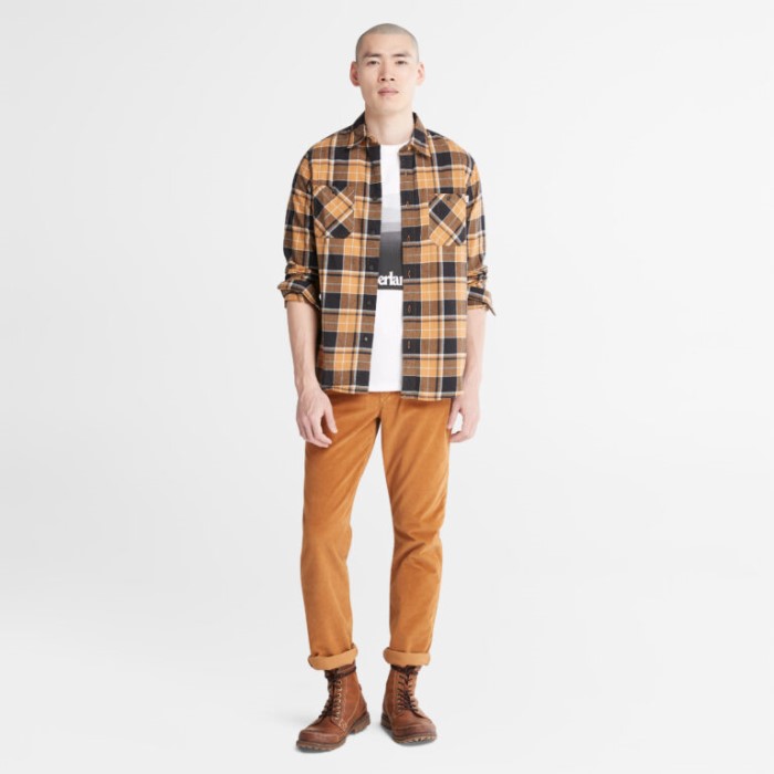 Mænd Nashua River Tung Twill Flannel Skjorte Wheat Yd Timberland