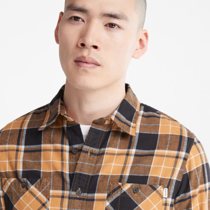 Mænd Nashua River Tung Twill Flannel Skjorte Wheat Yd Timberland