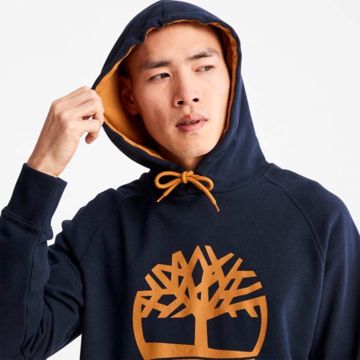 Mænd Oyster River Træ-logo Hættetrøje Dark Sapphire Timberland