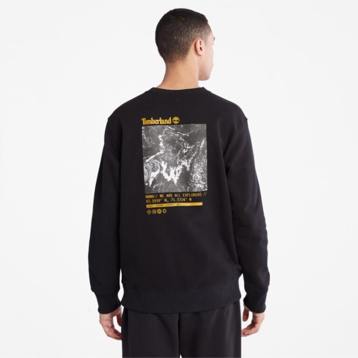 Fotografisk Sweatshirt Med Rund Hals Til Mænd Sort Timberland