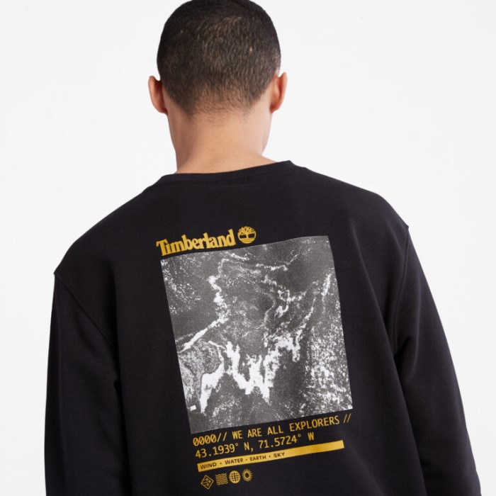 Fotografisk Sweatshirt Med Rund Hals Til Mænd Sort Timberland