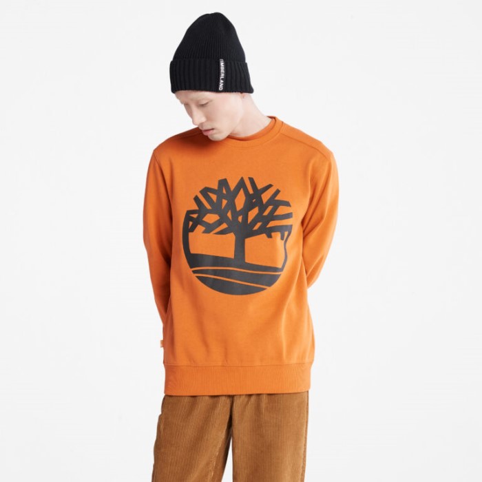 Mænd Træ Logo Crewneck Sweatshirt Rust Timberland