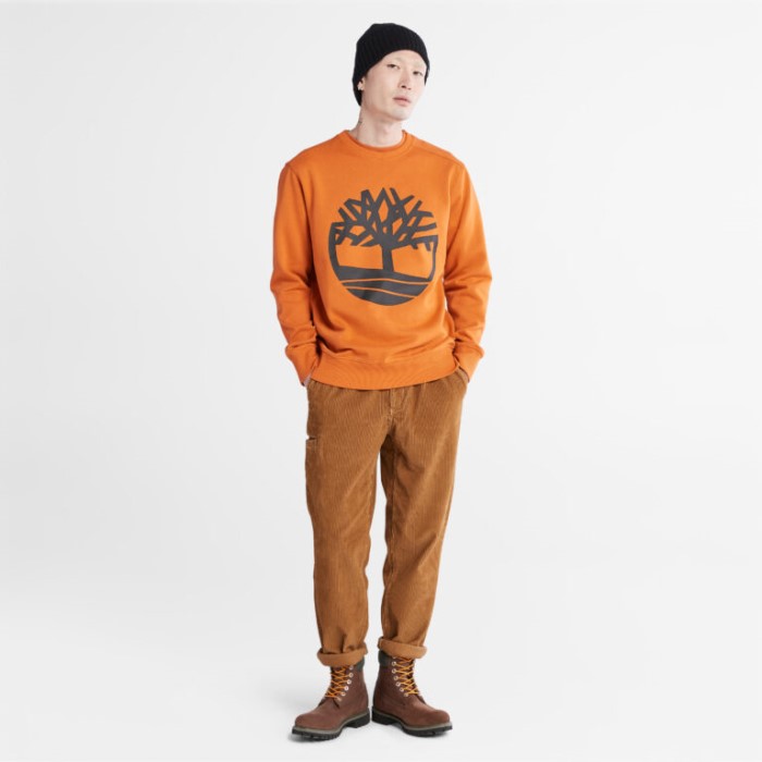 Mænd Træ Logo Crewneck Sweatshirt Rust Timberland