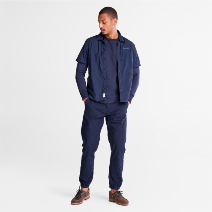 Mænd Vandafvisende Kortærmet Skjortejakke Mørk Safir Timberland