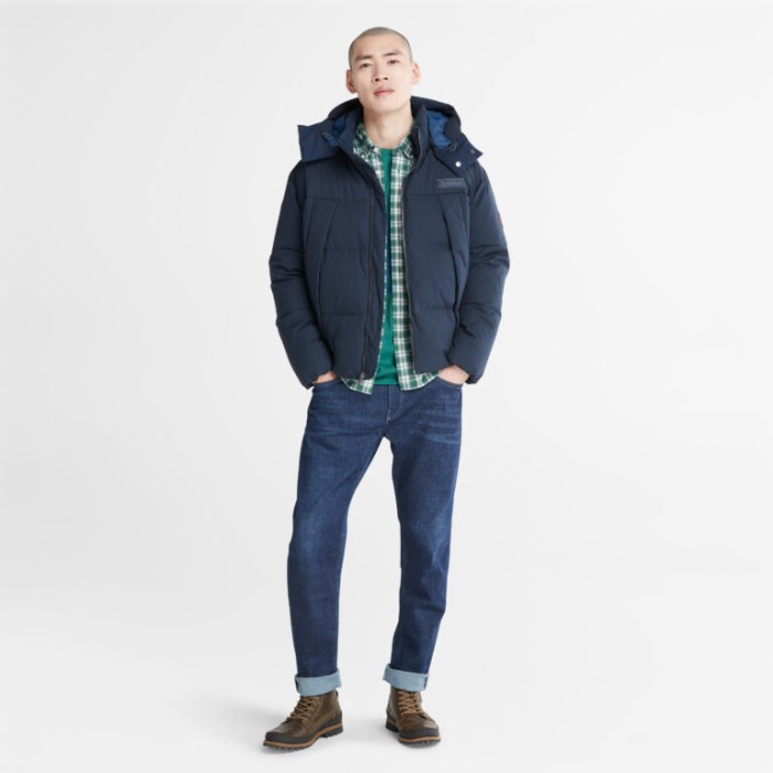 Mænd Vandafvisende Gåseøje Genbrugsdun Parka Mørk Safir Timberland