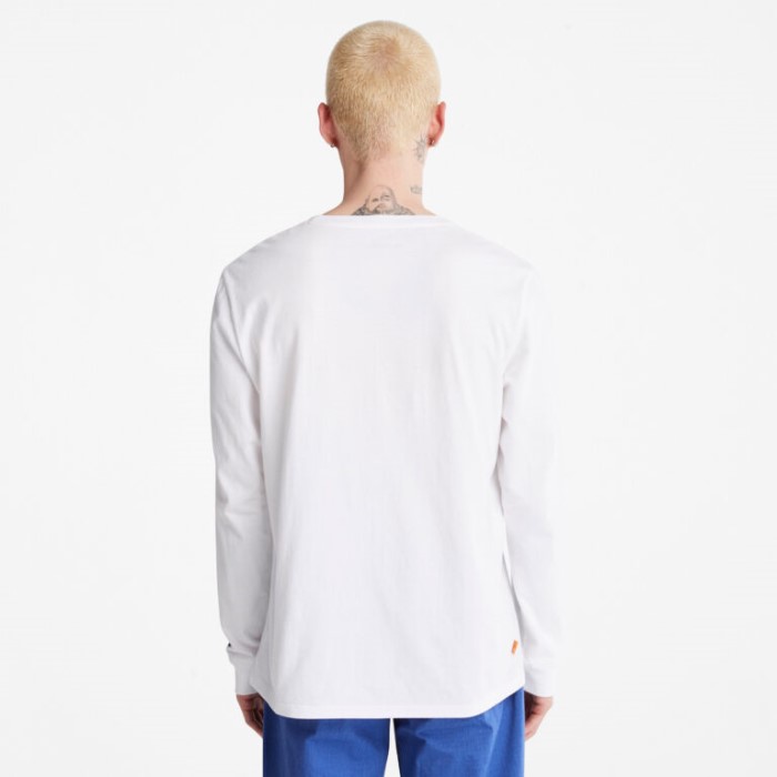 Mænd Vind Vand Jord Og Himmel Langærmet T-shirt Vintage Hvid Timberland