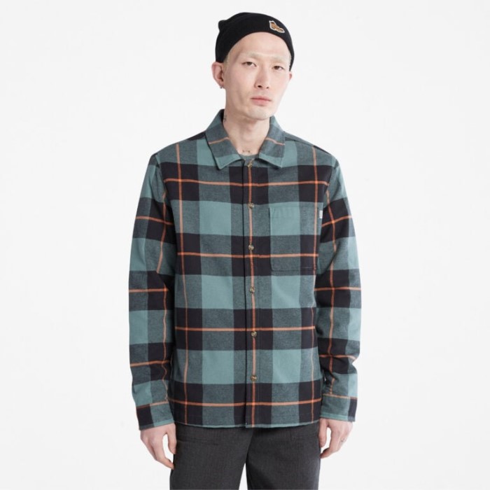 Timberland Balsamgrøn Yd Herre Isoleret Skjortejakke Med Bøffeltryk