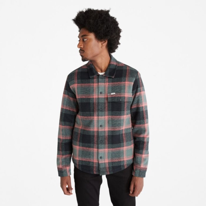 Timberland Balsam Yd Herre Isoleret Skjortejakke Med Bøffeltryk Grøn