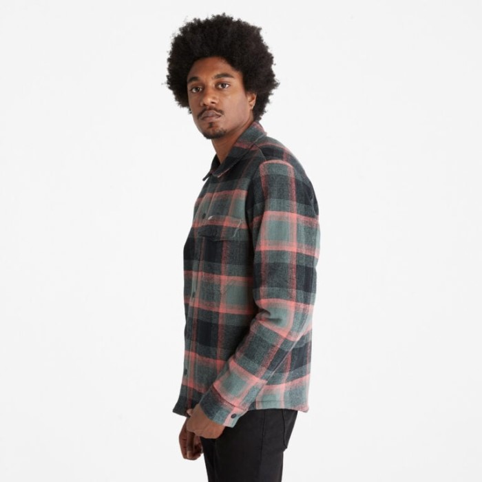 Timberland Balsam Yd Herre Isoleret Skjortejakke Med Bøffeltryk Grøn