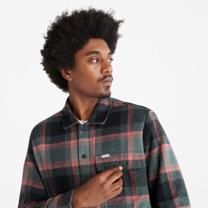 Timberland Balsam Yd Herre Isoleret Skjortejakke Med Bøffeltryk Grøn