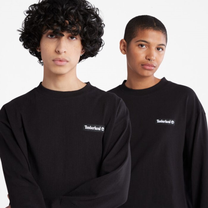 Timberland Sort Tungvægts Langærmet T-shirt For Alle Køn