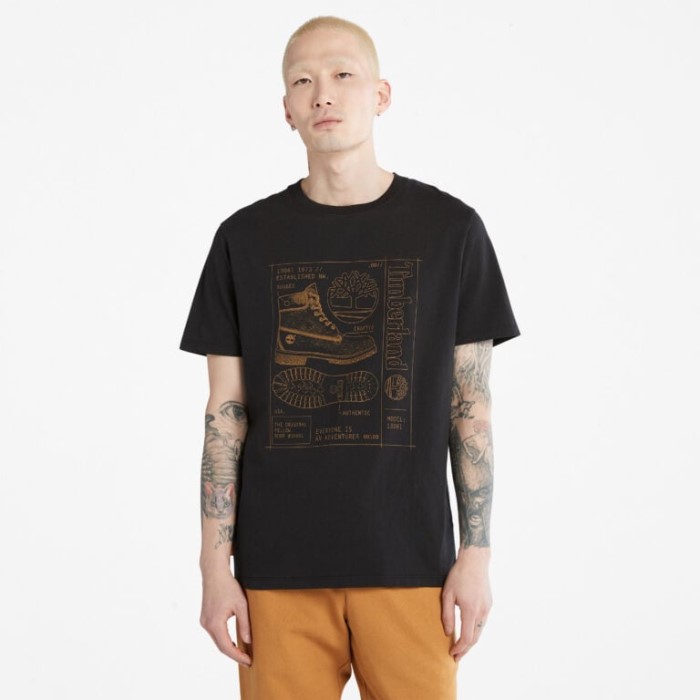 Timberland Sorte Mænd Blueprint Støvle Front-grafisk T-shirt