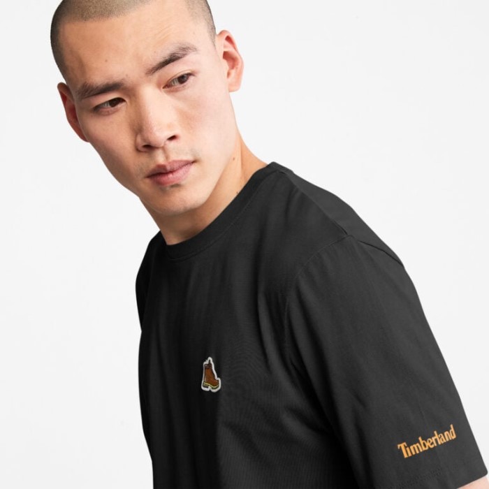 Timberland Sort T-shirt Med Støvle-logo Til Mænd