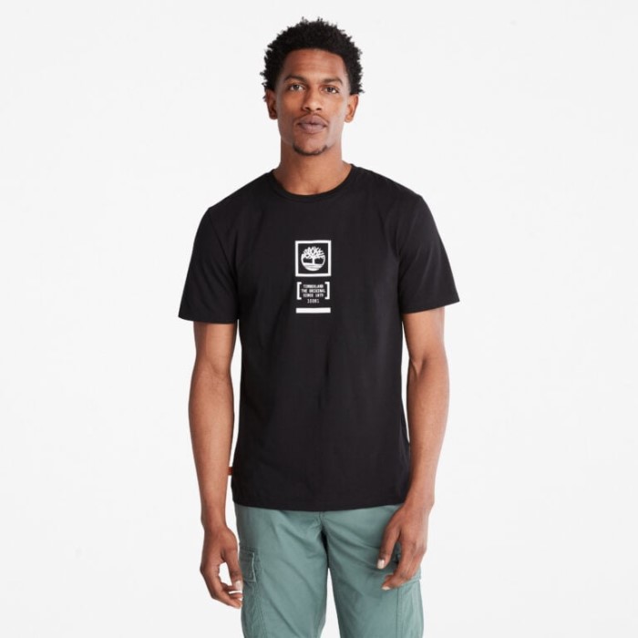 Timberland Sort Mænd Camo-logo T-shirt