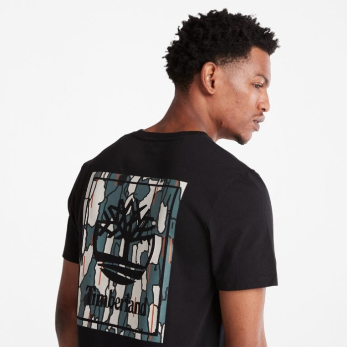 Timberland Sort Mænd Camo-logo T-shirt