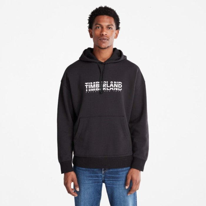 Timberland Sort Mænd Logo Hættetrøje