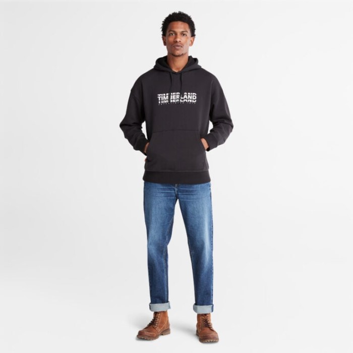 Timberland Sort Mænd Logo Hættetrøje