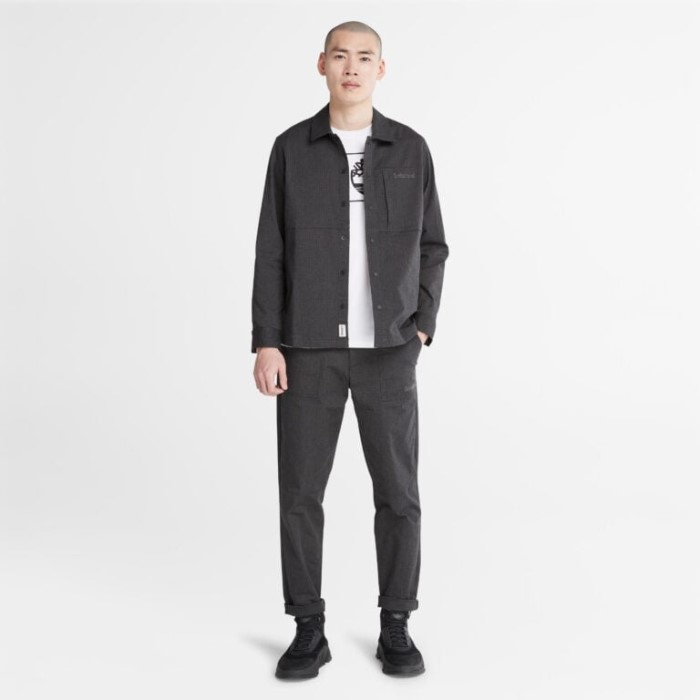 Timberland Sort Langærmet Skjortejakke Til Mænd Med Cordura-teknologi