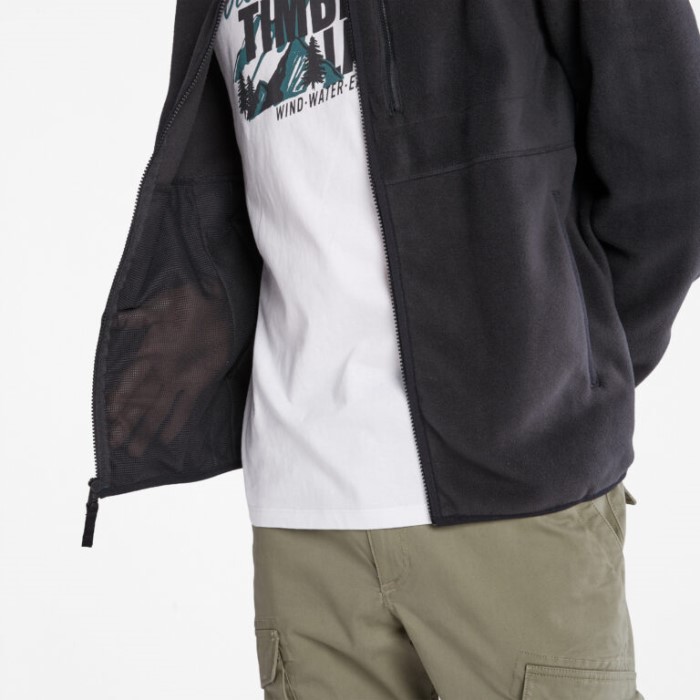 Timberland Sorte Mænd Mt. Willard Fleece Med Brystlomme Med Lynlås Foran