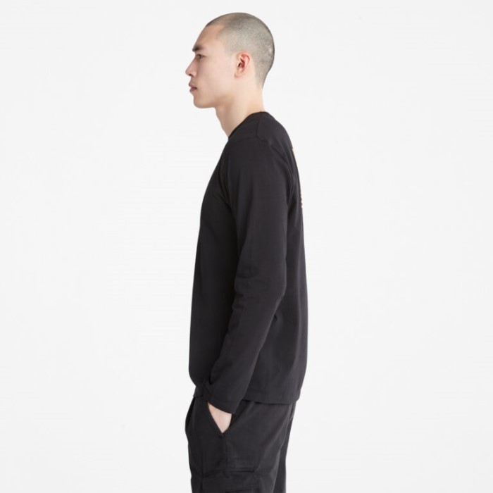 Timberland Sorte Mænd Naturen Har Brug For Helte Langærmet Grafisk T-shirt