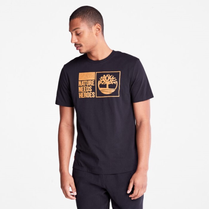 Timberland Sorte Mænd Naturen Har Brug For Helte T-shirt