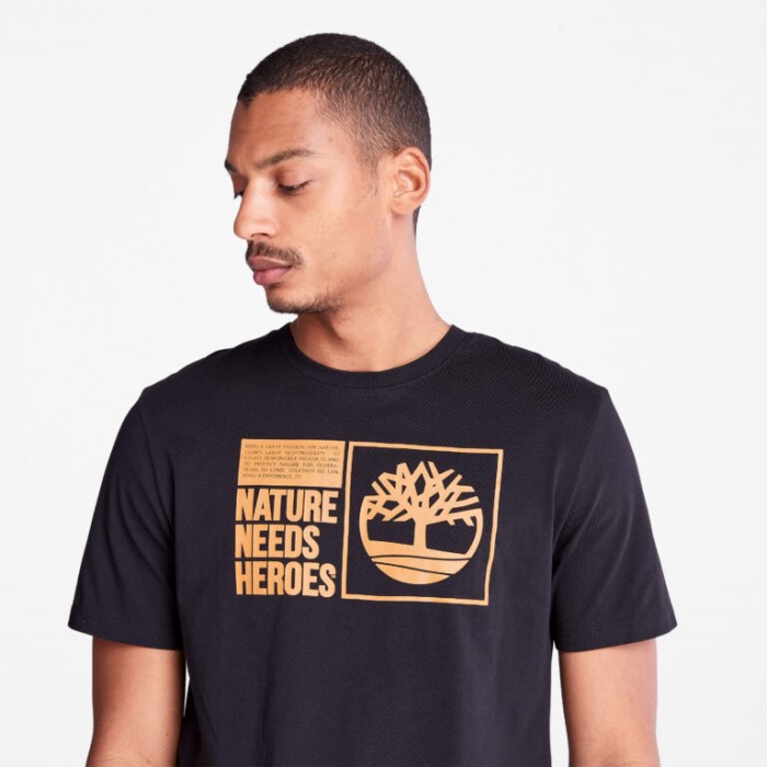 Timberland Sorte Mænd Naturen Har Brug For Helte T-shirt