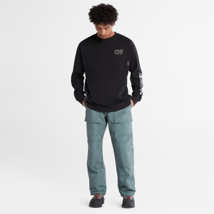 Timberland Sorte Mænd Progressiv Utility Langærmet Grafisk T-shirt