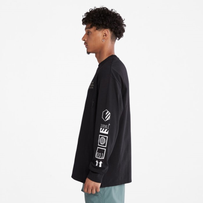 Timberland Sorte Mænd Progressiv Utility Langærmet Grafisk T-shirt