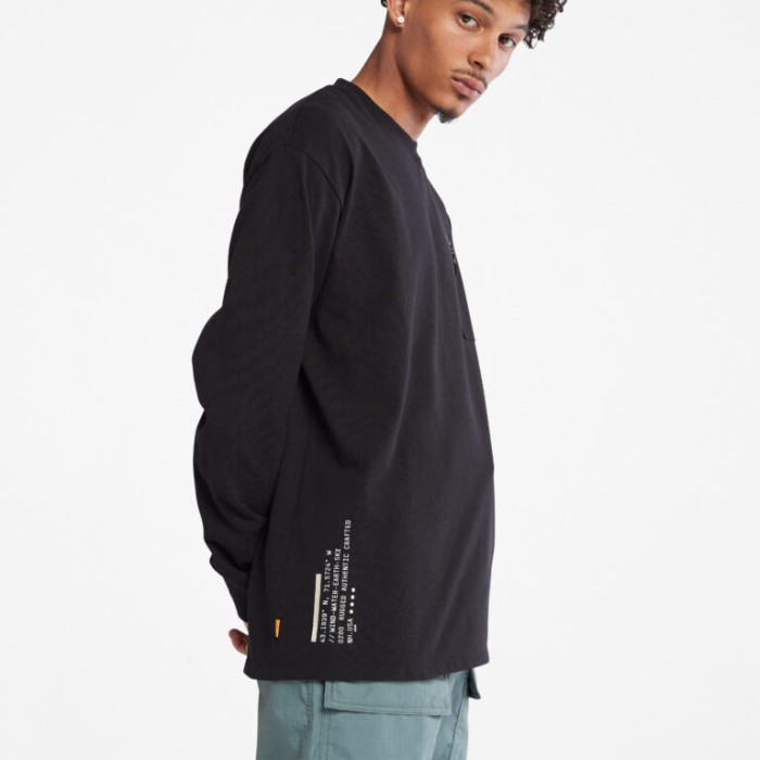 Timberland Sorte Mænd Progressiv Utility Langærmet Grafisk T-shirt
