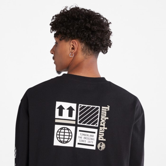 Timberland Sorte Mænd Progressiv Utility Langærmet Grafisk T-shirt