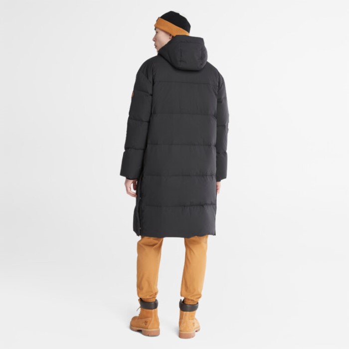 Timberland Sorte Mænd Vandafvisende Lang Parka I Genbrugsdun