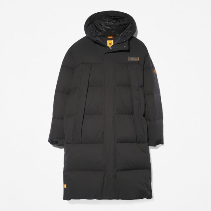 Timberland Sorte Mænd Vandafvisende Lang Parka I Genbrugsdun
