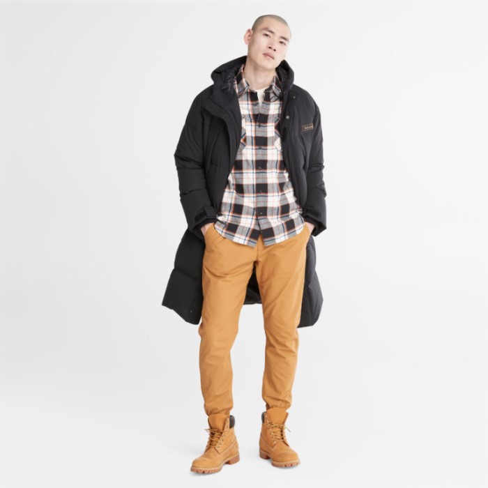 Timberland Sorte Mænd Vandafvisende Lang Parka I Genbrugsdun