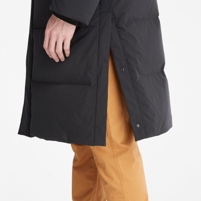 Timberland Sorte Mænd Vandafvisende Lang Parka I Genbrugsdun