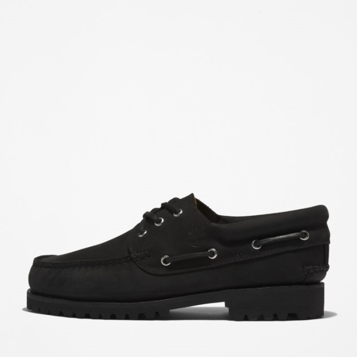 Timberland Sort Nubuck Herre 3-øjet Lug Håndsyet Bådsko