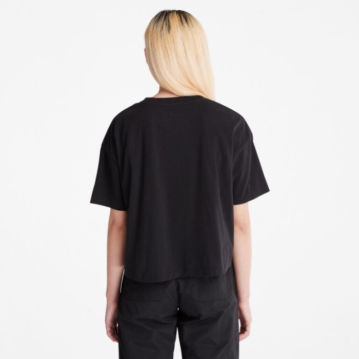 Timberland Sort T-shirt Med Cropped Logo Til Kvinder